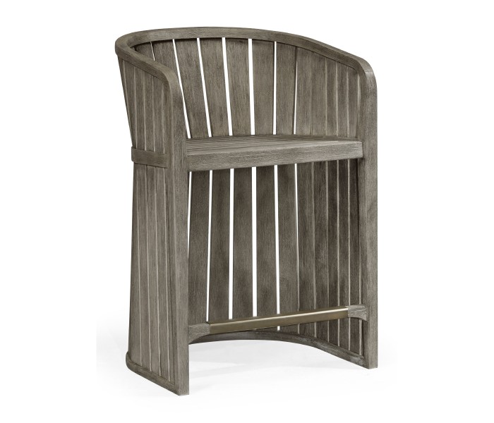 Slatted Grey Tub Counter Stool